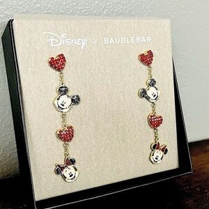 Disney x BaubleBar Mickey & Minnie Red Rhinestone Heart Drop Earrings – NWT